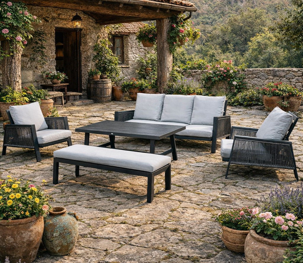 Set Margarita antracita + banco