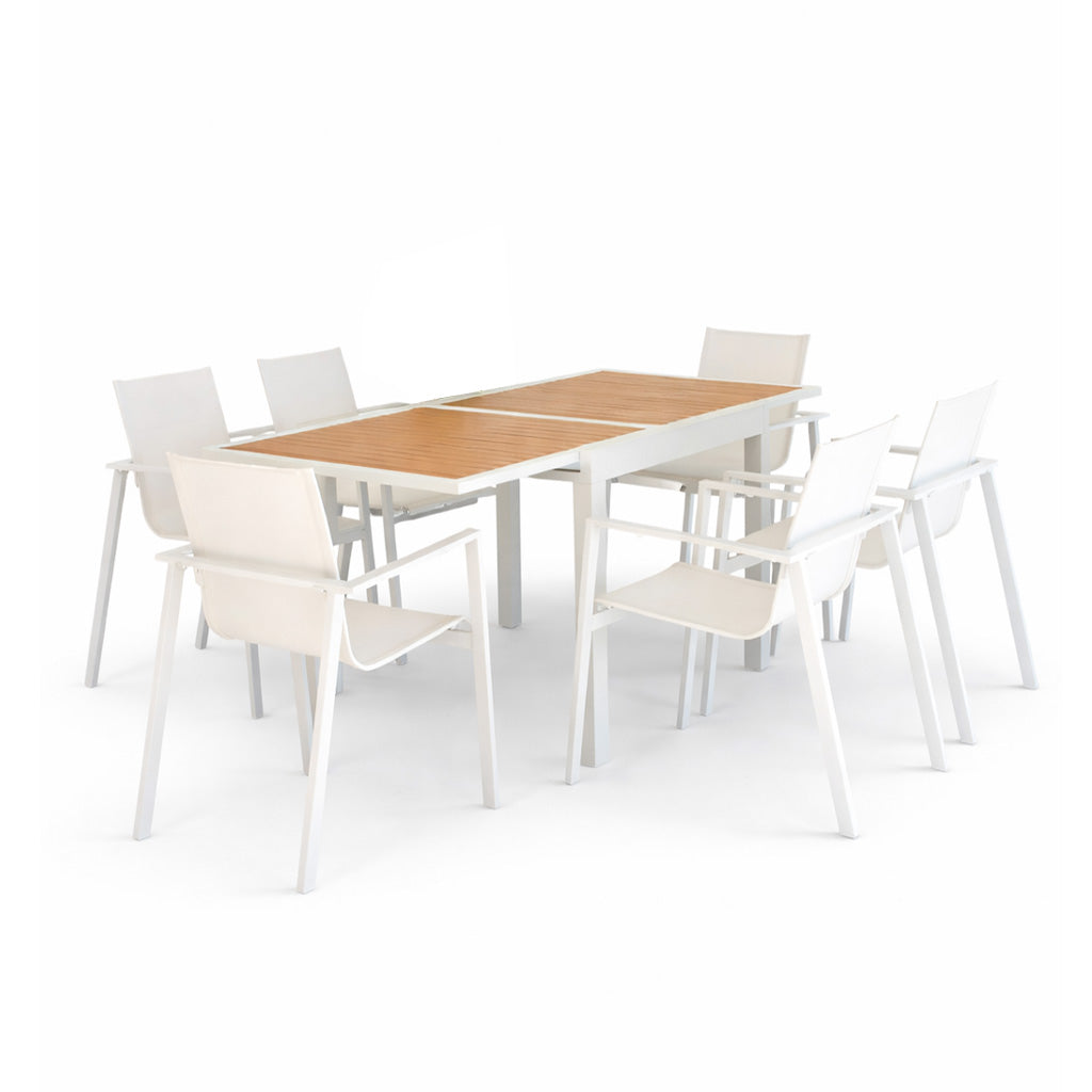 Comedor Butu blanco + 4 sillones Aliso